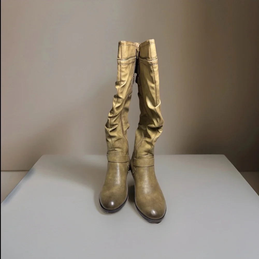 NWT White Mountain Ranger Mid Brown Burnished Smooth Side Zip Boots Women's 6.5